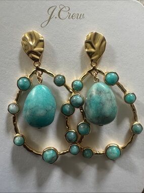 J. Crew Gold-Tone Earrings with Turquoise Teardrops